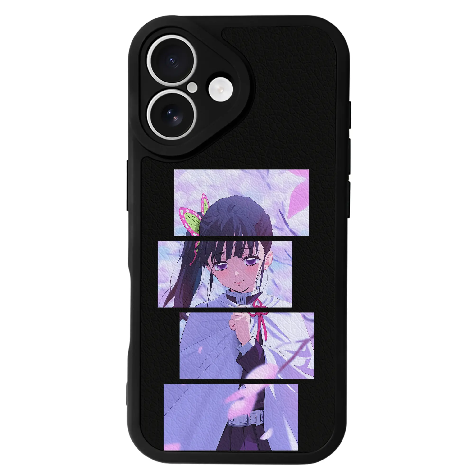 鬼滅の刃 グッズ,栗花落 カナヲ - IPhone 16シリーズ対応 ・ シリコンスマホケース ・ レザー調 ・ 高精度フィット ・ 耐衝撃 ・ ワイヤレス充電対応 ・ 精密カット